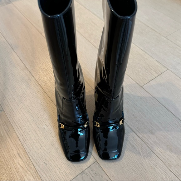 Saint Laurent Lala square-toe boots Black Patent Leather boots - Picture 9 of 10